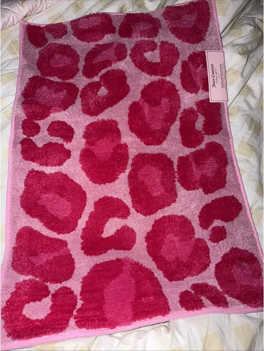 New juicy Couture Bath Rug Anti-Slip Bows Pink Cheetah 20 x 30”
